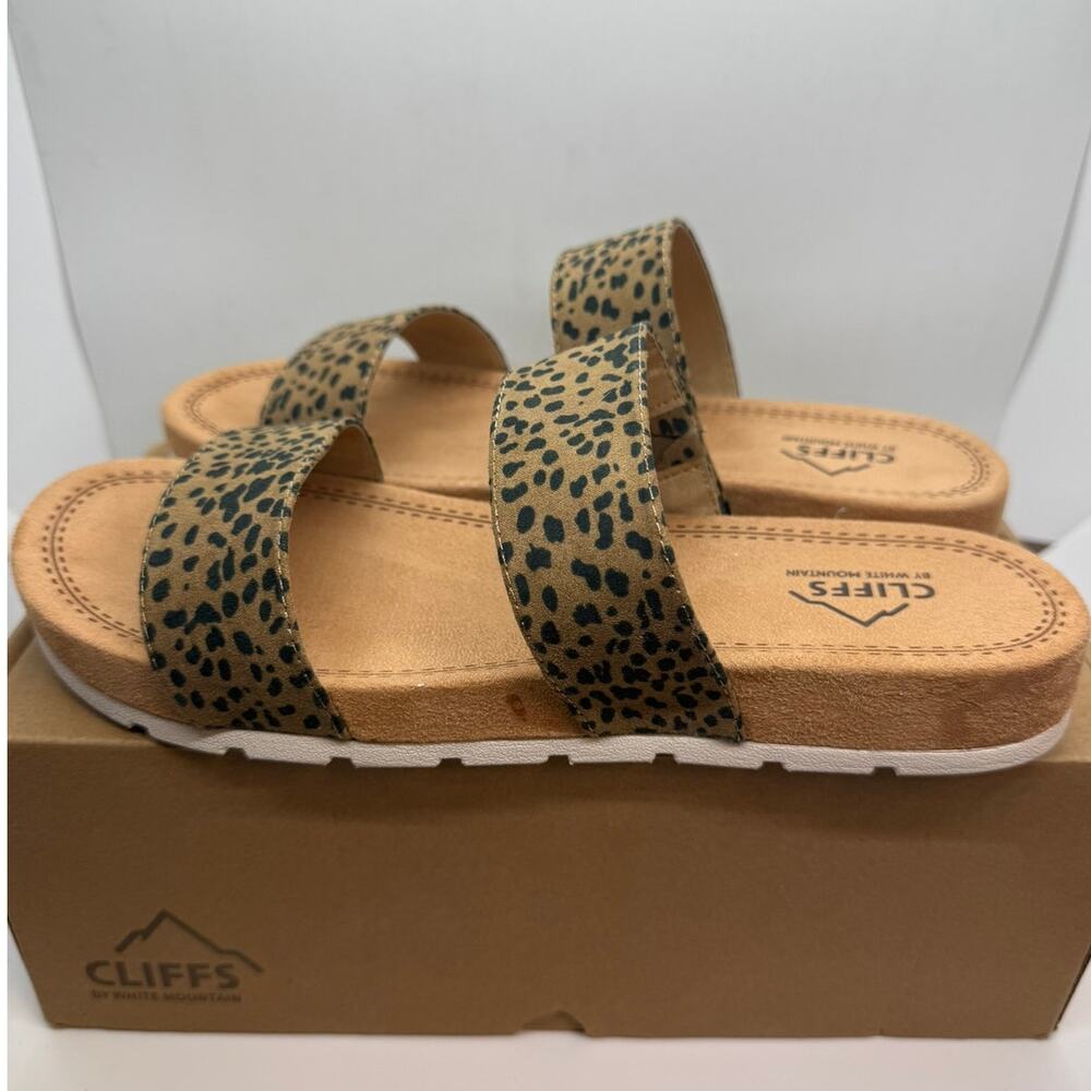 Cliffs by White Mountain Tahlie Slide Sandal Womens US 10 Tan Cheetah C29049-834